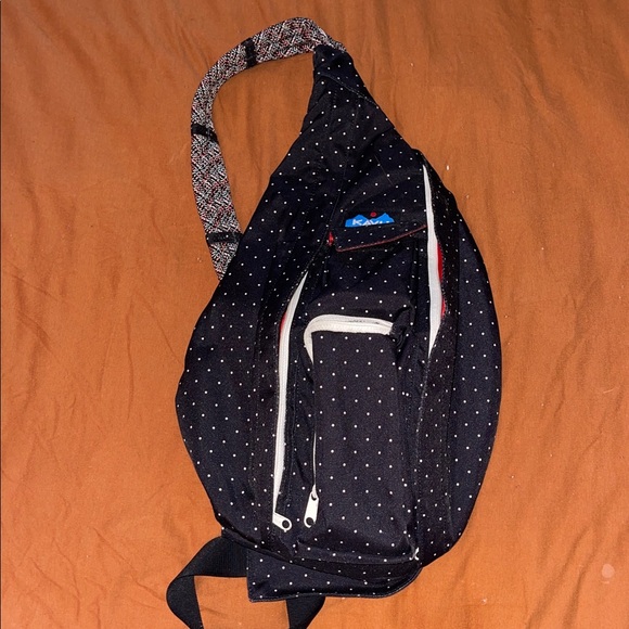 Kavu Brand Black Sling Bag with White Dots - Picture 1 of 5